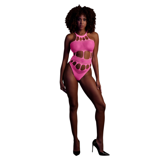 Ouch! Glow in the Dark Body with Grecian Neckline Neon Pink