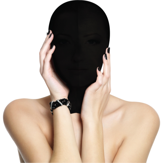 Shots Ouch! Black & White Subjugation Mask Allows Just a Hint of Light černá spandexová kukla