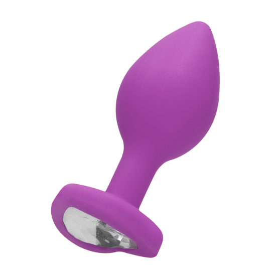 Ouch! Diamond Heart Butt Plug Regular Purple Fialový anální kolík s diamantem fialové