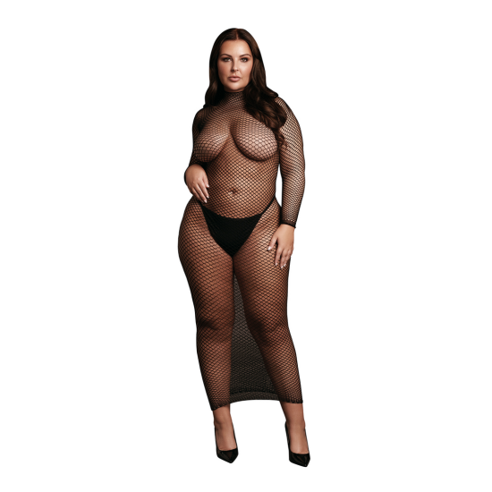 Le Désir by Shots Long Dress Fishnet Structure and Turtle Neck - OSX - Black