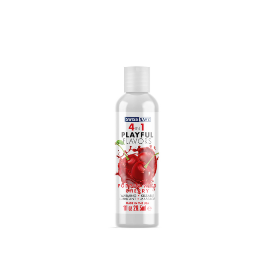 Swiss Navy 4 In 1 Lubricant with Poppin Wild Cherry Flavor - 1 fl oz / 30 ml