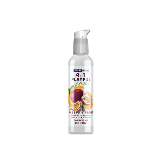 Swiss Navy 4 In 1 Lubricant with Wild Passion Fruit Flavor - 4 fl oz / 118 ml