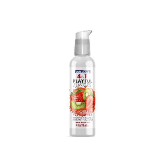 Swiss Navy 4 in 1 Playful Flavors lubrikační gel Jahoda-Kiwi 118 ml