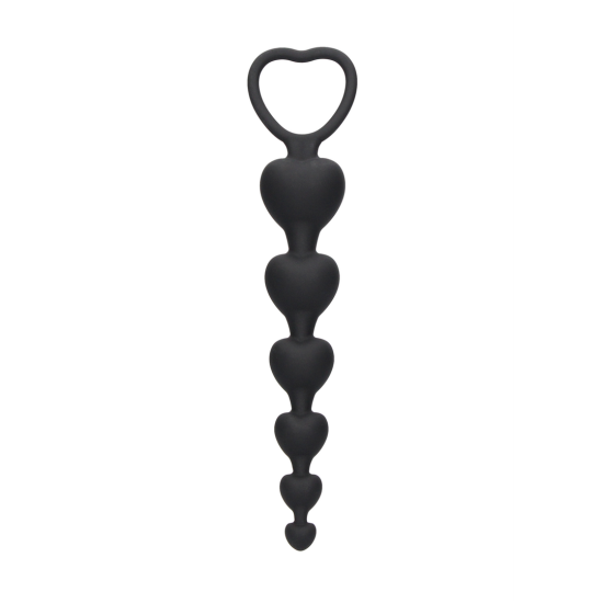Ouch! Anal Heart Beads Black Anální korálky černé