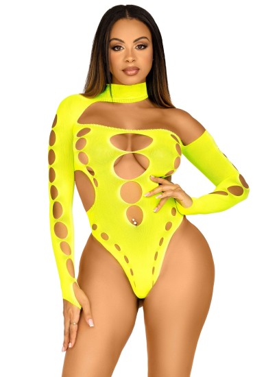 Leg Avenue Seamless Thong Back Bodysuit Neon Yellow