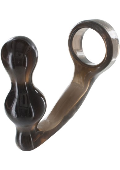 ToyJoy Manpower Plug & Penis Ring, anal lock 12x4,3cm kouřově