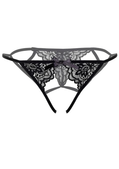 Daring Intimates Inez Strappy Crotchless Bikini Black, L/XL