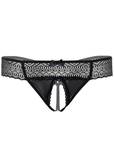 Daring Intimates Roxanne Crotchless String Black, S/M