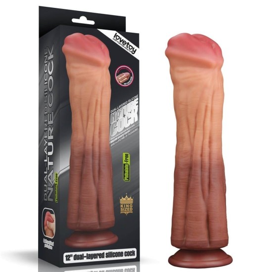 LoveToy 12″ (30 cm) Dual Layered Platinum Silicone Cock