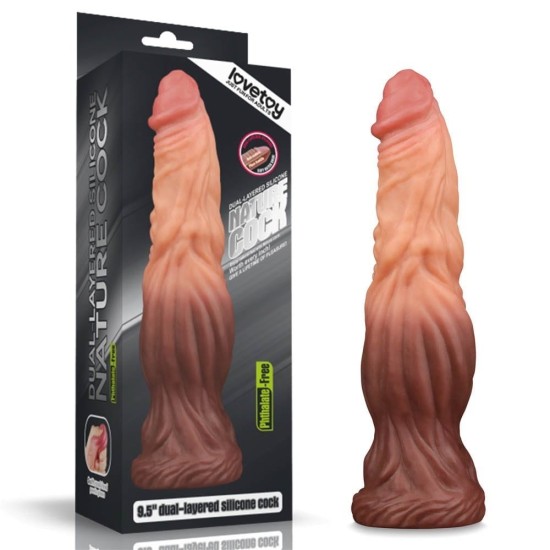 LoveToy 9,5" Dual Layered Platinum Silicone Cock
