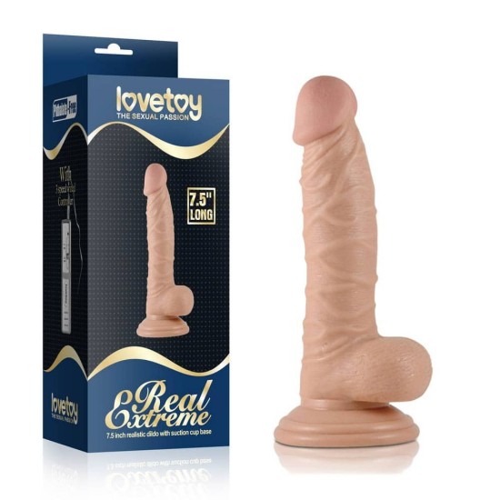 Lovetoy Real Extreme přísavkový G bod dilda s varlaty 19 cm přírodní