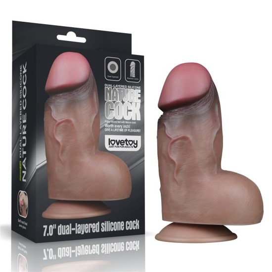 LoveToy 7" Dual Layered Platinum Silicone Nature Cock