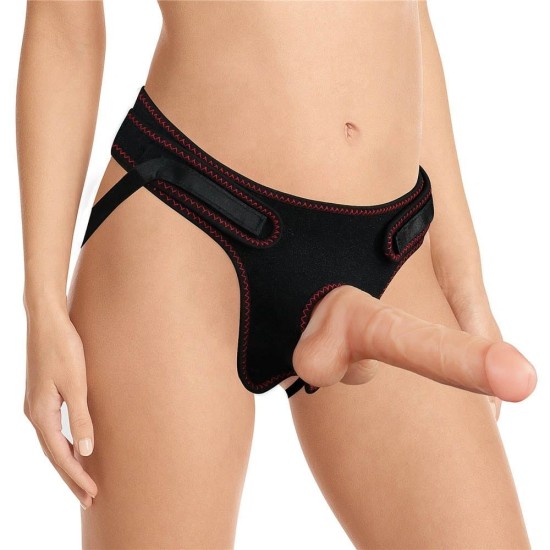 LoveToy Easy Strapon Set with Balls 7.5″ 20 cm připínací dildo s postrojem