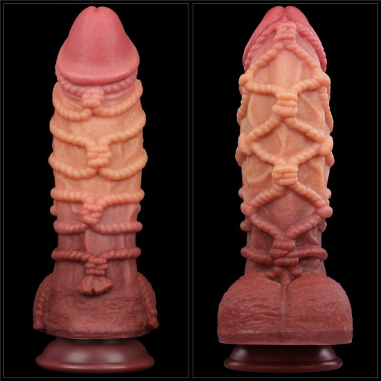 Lovetoy 10.5'' Dual layered Platinum Silicone Cock with Rope