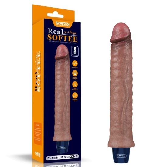 LoveToy Real Softee Vibrating Dildo 9.5" Brown