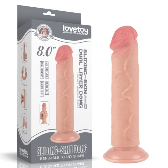 Lovetoy 8'' Sliding Skin Dual Layer Dong Flesh II