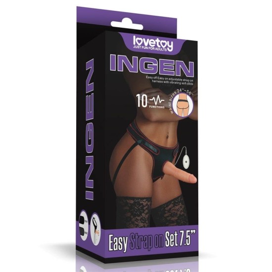 LoveToy Easy Strapon Set with Balls 7.5″ 20 cm připínací dildo s postrojem