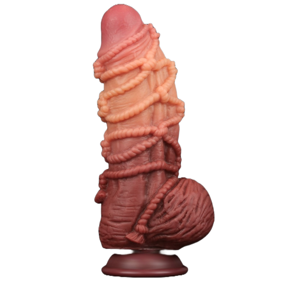 Lovetoy 9.5'' Dual layered Platinum Silicone Cock with Rope