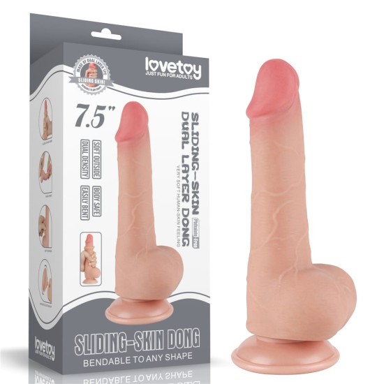 Lovetoy 7.5'' Sliding Skin Dual Layer Dong Flesh II