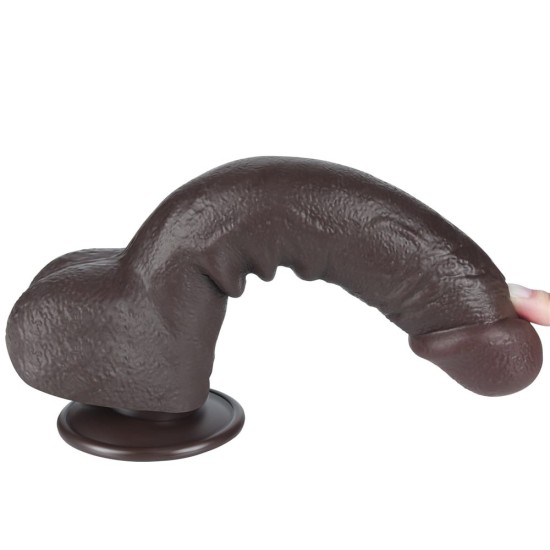 Lovetoy 9.5'' Sliding Skin Dual Layer Dong Black