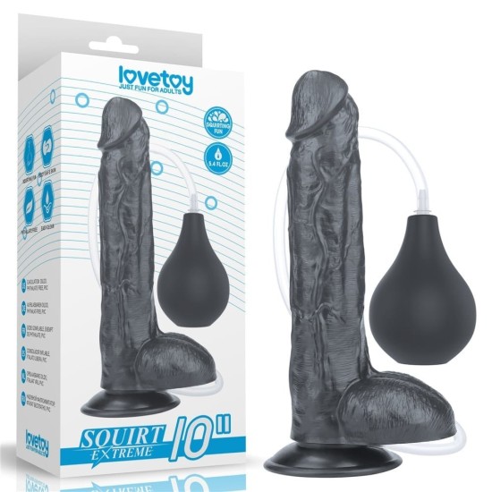 LoveToy Squirt Extreme 10″ Black realistické stříkající dildo 25,4 x 4,5 cm